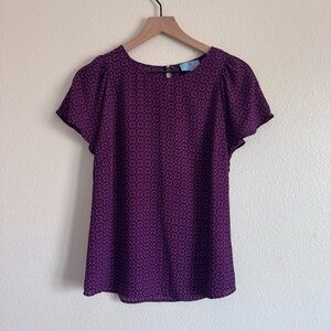 CeCe Purple Geometric Patterned Blouse
 Short sleeves and relaxed fit